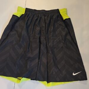 Nike Black and Neon Yellow Athletic basketball Shorts